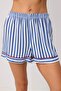 Mavi Çizgili Çiçekli Viskon Dokuma Pijama Takımı THMSS26PT00246 - 3