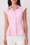 Pembe Çizgili Peplum Detaylı Bele Oturan Gömlek TWOSS26GO00209 - 3