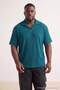 Big Size Green Oversized Textured Ottoman Polo Collar T-Shirt Tmnss24Bf00047 - 3