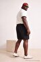 Big Size Basic Black Oversize/Wide Cut Elastic Waist Lace-Up Shorts Tmnss25Ap00003 - 4