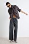 Antrasit %100 Pamuk Normal Bel Bilek Boy Wide Leg Jeans TWOAW27JE00088 - 7