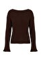 Wardrobe Essentials Kahverengi Kayık Yaka Fitilli Loose Fit Triko Kazak TWOAW27KZ00135 - 5