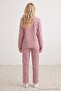 Burgundy-Multicolor Cotton Blend Soft Touch Lycra Plaid and Heart Knitted Pajamas Set Thmaw27Pt00020 - 5