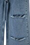 Mavi Yüksek Bel Wide Leg %100 Pamuk Yırtıklı Jeans - 5