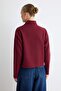 Bordo Selanik/Triko Görünümlü Fermuarlı Yaka Regular/Normal Kalıp Örme Sweatshirt TWOAW22SW0732 - 4