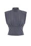 Antrasit Düz Fitted Dik Yaka Belden Oturtmalı Kolsuz Crop/Kısa Modal Kumaş Örme Bluz TWOAW27BZ00085 - 5