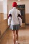 Gri Melanj Bordo Renk Bloklu Fermuarlı Dik Yaka Oversize Bomber Örme Hırka/Sweatshirt TWOAW26SW00037 - 6