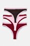 Burgundy-Multicolor 3-Piece Cotton Blend Lace Detailed Brazilian Panties Thmaw27Ku00029 - 3