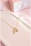Xuping Necklace Women's Gold Color Letter F and Heart Zircon Stone Steel Necklace - 2