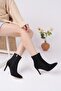 Uraz 420 Black Suede Zippered Thin Heeled Women's Boots - 2