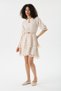 Women's Above Knee Two Layered Lace Detailed Capri Sleeve Linen Dress