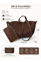 Women's Large Size Polen Magnet Closure Hand and Shoulder Pinterest Bag Bitter Brown - 3