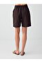 Bitter Brown Linen Blend Straight Cut High Waist Woven Shorts - 6