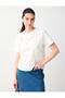 White Straight Cut Crew Neck Knitted T-Shirt