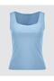 Blue U Neck Slim Fit Sleeveless Knitted Tank Top - 7