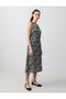 Printed Round Neck Sleeveless Zebra Print Woven Midi Dress - 3