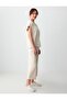 Light Beige Relaxed Fit High Waist Wide Leg Short Knitted Trousers - 3