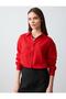 Red 100% Linen Straight Cut Long Sleeve Woven Shirt