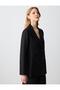 Black 100% Linen Straight Cut Shirt Collar Long Sleeve Woven Jacket - 4