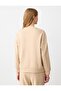 Beige Plain Cut Crew Neck Long Sleeve Modal Knitted Sweatshirt - 7