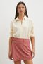 Asymmetrical Cut Gold Buttoned Mini Short Skirt - 3