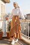 Ruffle Detailed Belted Skirt 1403 - Mink