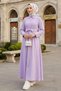 Lace Waist Tie Dress 1467 - Lilac - 2