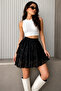 Women's Black Lace Detailed Lined Mini Skirt