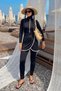 Women's Black Piping Detailed Flexible Full-Covered 4-Piece Hijab Swimsuit - 4