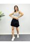 Women's Black Layered Ruffled Wrap Fabric Mini Skirt - 5