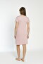 Women's Collar Lace Short Sleeve Plus Size Powder Pink Combed Cotton Nightgown - 4