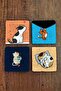 Natural Stone Coasters Set of 4 10x10x1 cm Cute Cats Printed-Stone Coasters