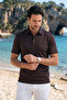 Men's Shirt Collar Corn Cotton Short Sleeve Buttoned Kagi Plum T-Shirt Classic Pattern - 5310