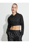 Hooded Crop Sports Sweatshirt Zebra Pattern Long Sleeve - 4