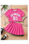 Pleated Skirt Printed Girl's Suit - 2