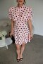 Waist-Slit High Neck Balloon Sleeve Polka Dot Pink Mini Dress - 2