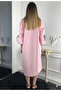 Women's Pink Viscose Cotton Sleeves Pleated Dress - 2