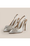 Asmara Bow Stone Embellished White Heeled Shoes - 8