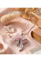 Silver Color Pink Stone Sword Motif Stainless Steel Necklace