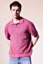 100% Cotton Relax Fit Basic Short Sleeve Knitwear Purple Polo T-Shirt G3416Ax26Sm - 3