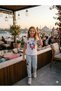 Girl's Patterned T-Shirt and Panda Printed Jeans 2-Piece Set - 6