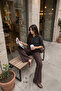 Gabardine Cotton Brown Trousers with Snap Closure Pockets - 2