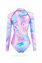 Abstract Pattern Zipper Long Sleeve Swimmer Hijab Hipster Surfing Swimsuit - 3
