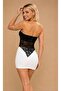 Women's Black Strapless Slit Cross Lace Blouse Be397 - 2