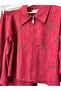 Shoulder Pad Tex Suede Skirt Suit with Stones - Bordo - 46 - 6