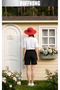 Unisex Casual Short Sleeve Set with Love Bear Head Print Outdoor Spring/Summer Fullshorts - 5