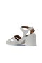 Ecru Leather Women's Heeled Sandals 01Wy12506 - 4