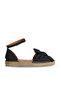 Black Leather Women's Espadrille Sandals 01Ws1807