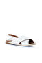 White Leather Women's Flat Sandals 01Wa3600 - 2