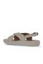 Cream Leather Women's Wedge Heeled Sandals 01Wy2302 - 4